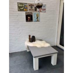 Eettafel en salontafel stijgerhout