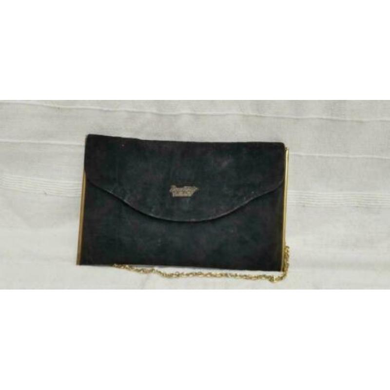 D577: VINTAGE Borsettificio Riminese avondtasje zwart suede