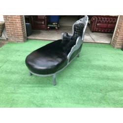 Zwart leren lounge bank