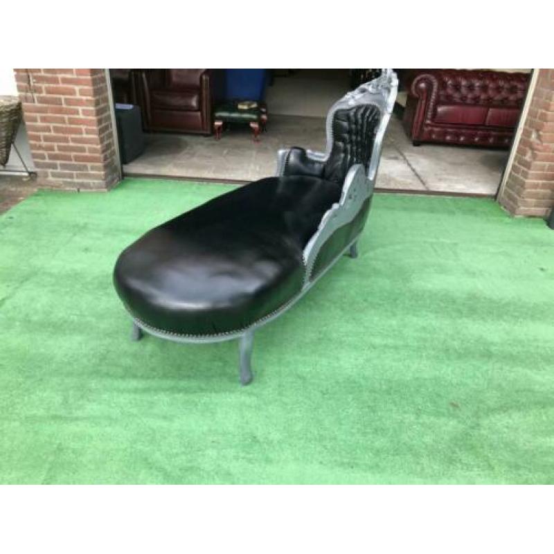 Zwart leren lounge bank