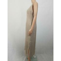Sarah Pacini nieuwstaat beige linnen maxi dress jurk mt 38