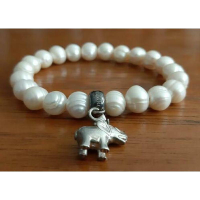 Parel armband met zilveren bedel olifant merk THOMAS SABO