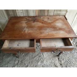 Mooie Antieke sidetable bureau tafel met 2 lade eiken Frans