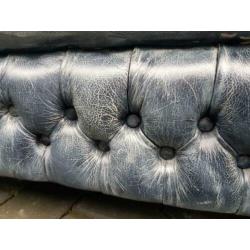 Chesterfield bank vintage blauw + bezorging gratis