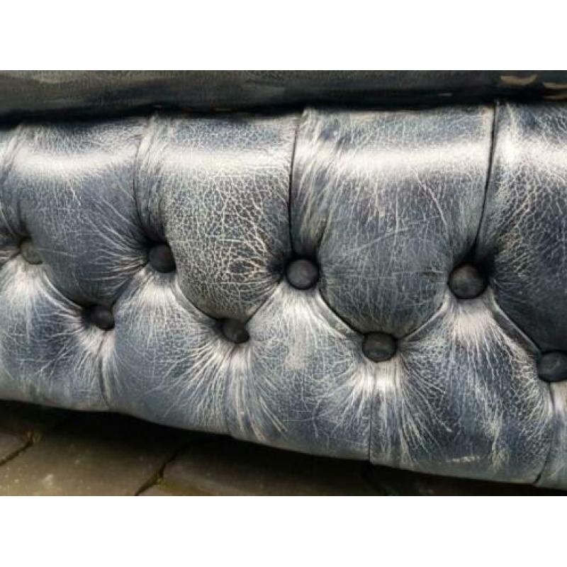 Chesterfield bank vintage blauw + bezorging gratis