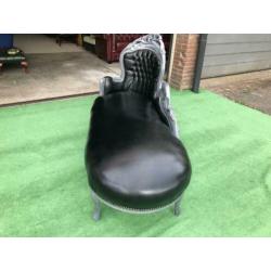 Zwart leren lounge bank