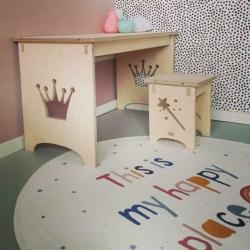 Houten speelgoedkist speelset bureau kindertafel met bankje