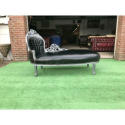 Zwart leren lounge bank