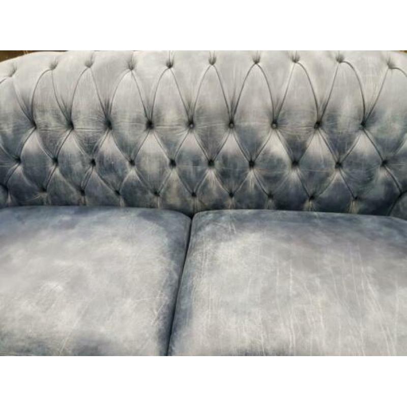 Chesterfield bank vintage blauw + bezorging gratis