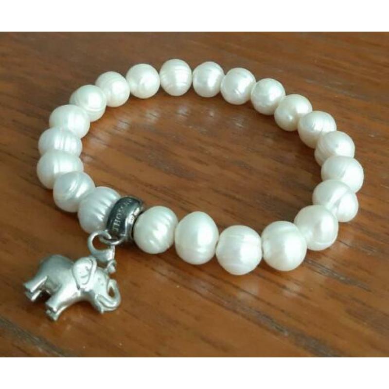Parel armband met zilveren bedel olifant merk THOMAS SABO