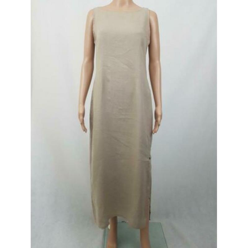 Sarah Pacini nieuwstaat beige linnen maxi dress jurk mt 38