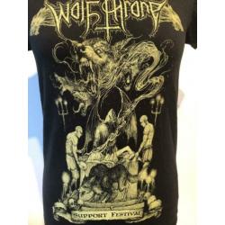 WolfThrone, T-shirt, metal, dames, zwart/geel, maat S, €25