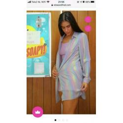 Oversized holographic shirt TOPSHOP asos regenboog zilver