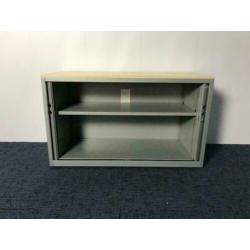 3x Roldeurkast Gispen, aluminium, ahorn topblad, H70 x B120