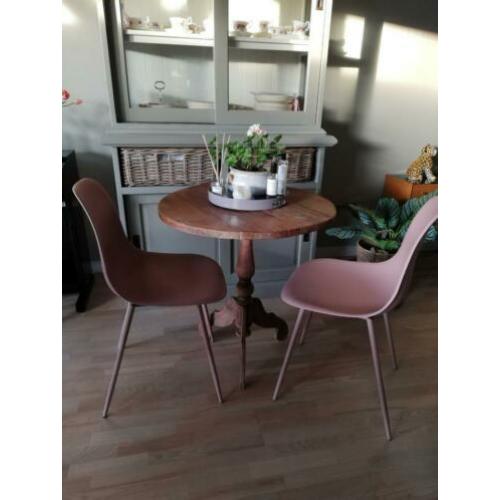 Wijntafel doorleefd Teak hout 70 cm diameter