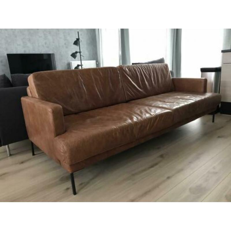 Leren cognac bank. Retro vintage stijl