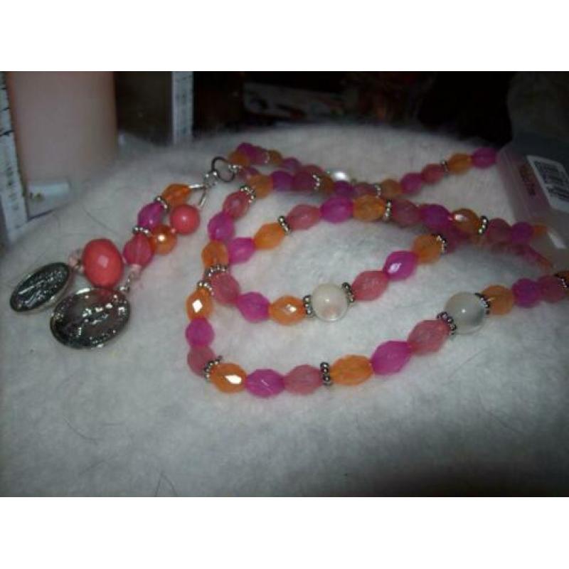 Ketting met Hangers Roze / Oranje tinten