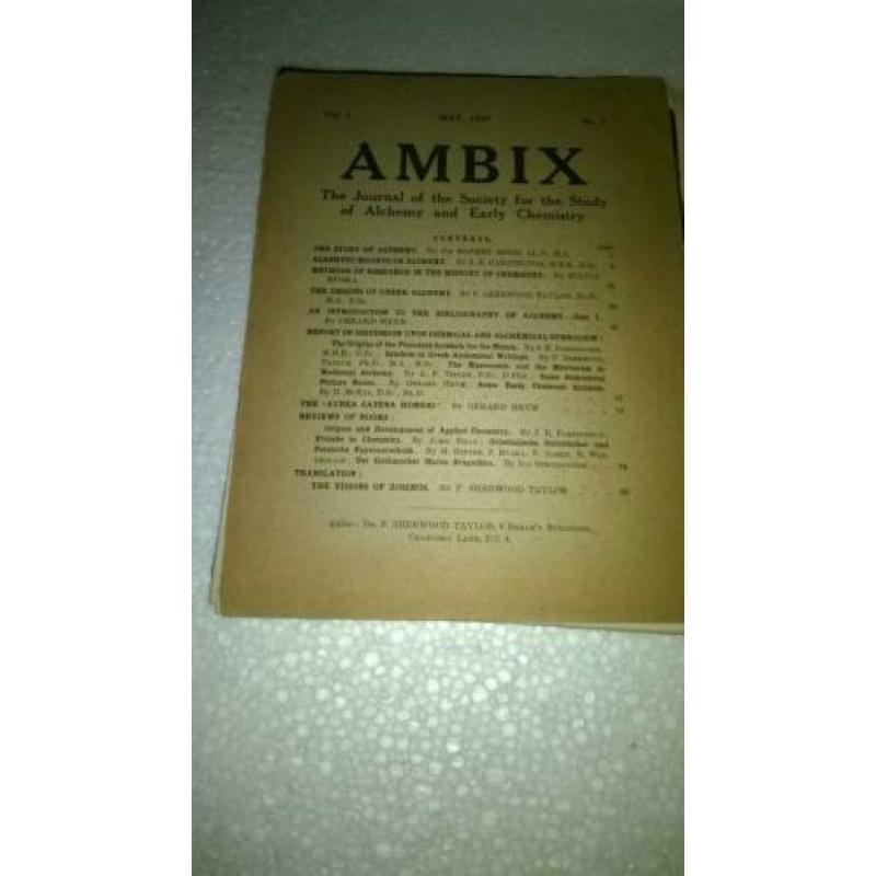 Ambix nr 1 / Journal of the Society for the study of Alchemy