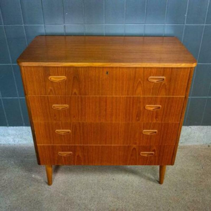 Vintage Retro Midcentury Scandinavische Ladekast Kast Bruin
