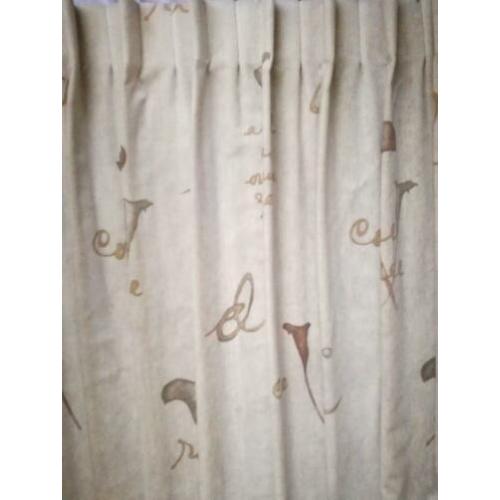 Gevoerd gordijn met haken 320 cm br x 233 cm hg Beige Bruin