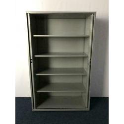 2x Roldeurkast Gispen, aluminium, H 195 x B 120 x D 47 cm.