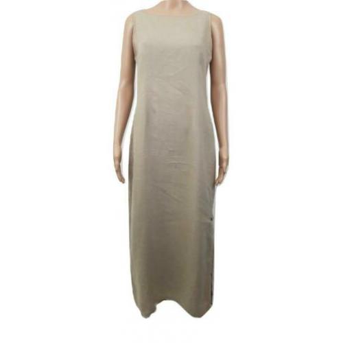 Sarah Pacini nieuwstaat beige linnen maxi dress jurk mt 38