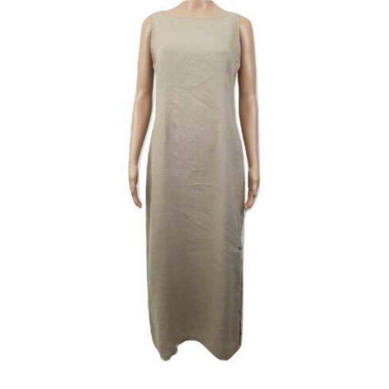 Sarah Pacini nieuwstaat beige linnen maxi dress jurk mt 38