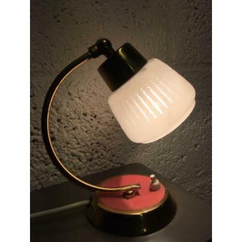 Vintage lampje roze messing glazen