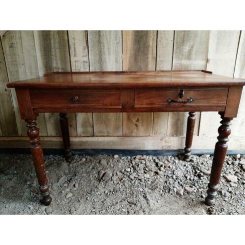 Mooie Antieke sidetable bureau tafel met 2 lade eiken Frans