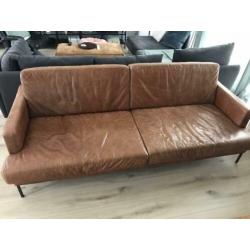 Leren cognac bank. Retro vintage stijl