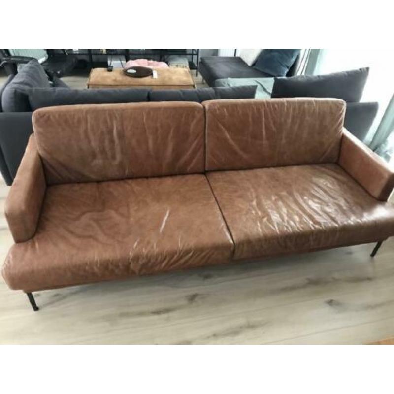 Leren cognac bank. Retro vintage stijl