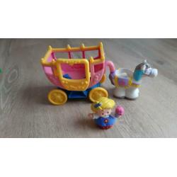 Set Little people, auto + caravan, vliegtuig, koets en auto