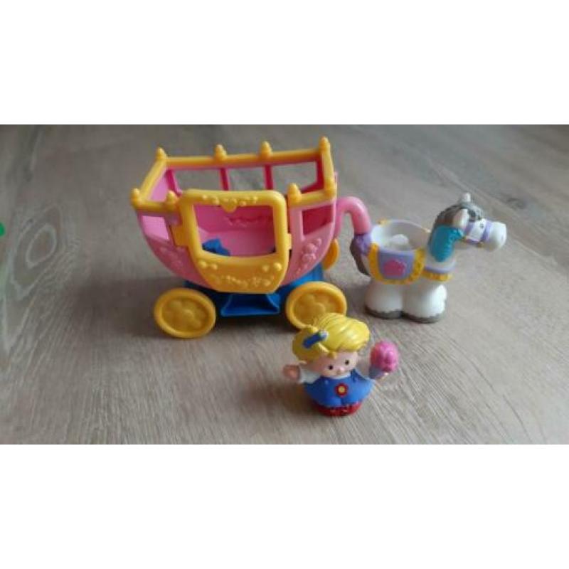 Set Little people, auto + caravan, vliegtuig, koets en auto