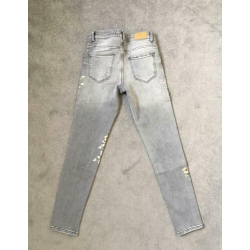 Zara grijze jeans met bloemenprint in maat xs
