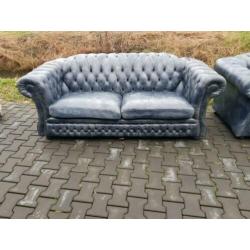 Chesterfield bank vintage blauw + bezorging gratis