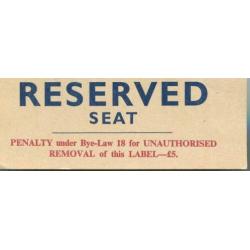 1962 kaartje Reserved Seat boot trein UK