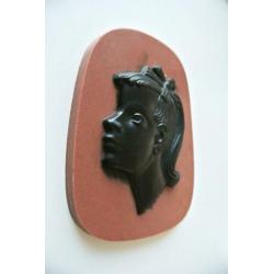 vintage meisjeshoofd PLAQUETTE fifties mid century no retro