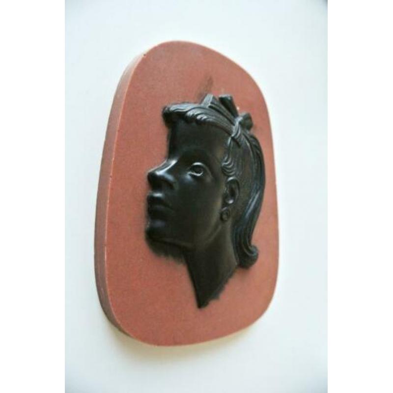 vintage meisjeshoofd PLAQUETTE fifties mid century no retro