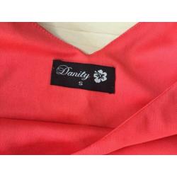 Danity - Orande rode top met kraaltjes maat S