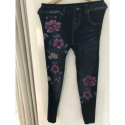 Elastische legging nauwsluitend imitatie jeans demin s/m