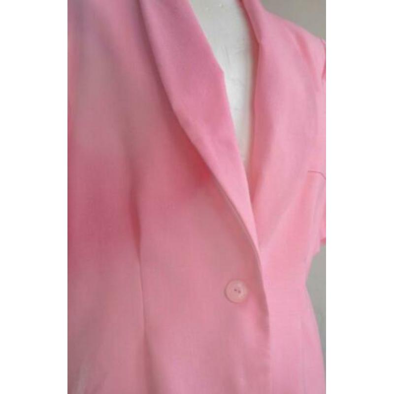 Vintage roze cropped blazer, korte mouwen