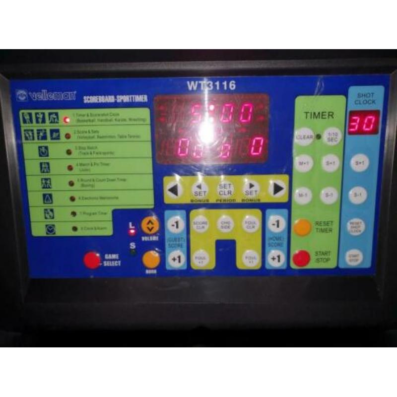 Scorebord digitaal en multifunctioneel (Velleman WT3116)
