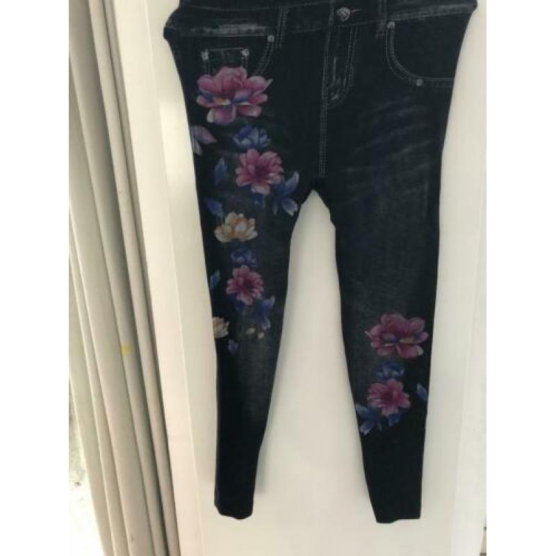 Elastische legging nauwsluitend imitatie jeans demin s/m