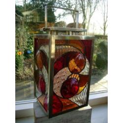 Lantaarn rood oranje glas tiffany 3D glasfusing