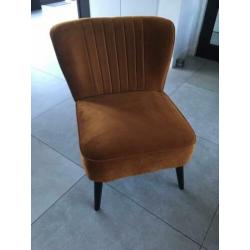 Mooie fluwelen/velvet Fauteuil cognac/goud kleur. Zie foto’s