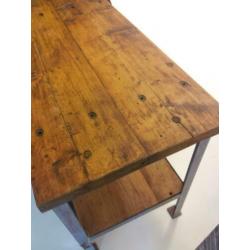 Industriële tafel, wandtafel, werktafel, sidetable, werkbank