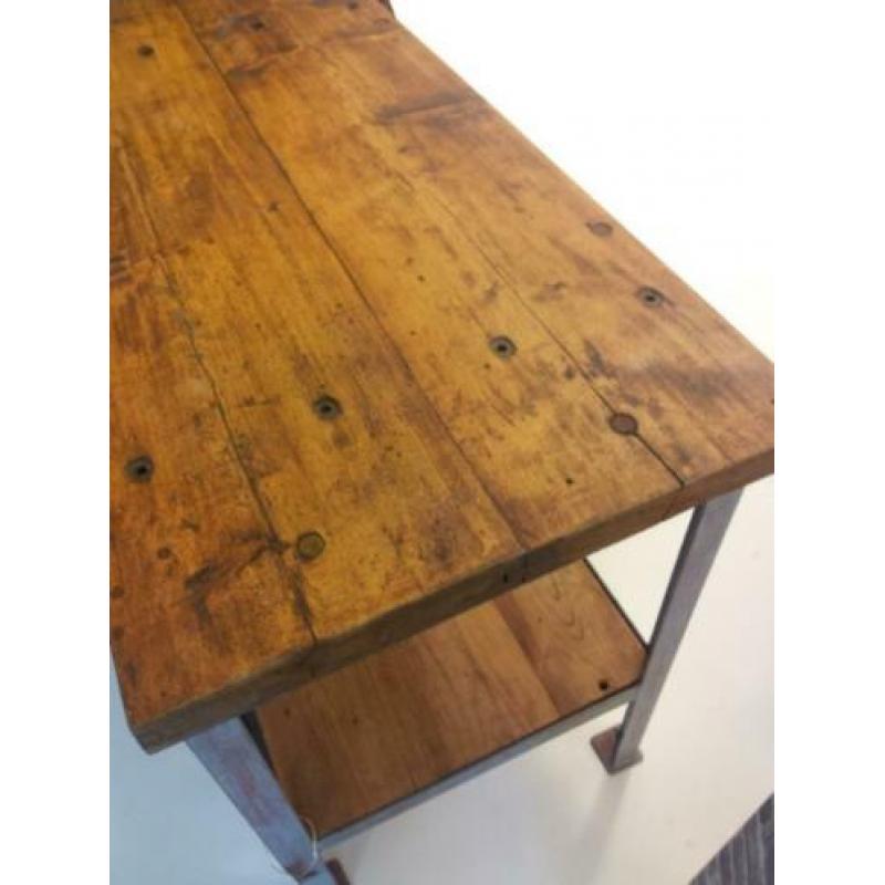Industriële tafel, wandtafel, werktafel, sidetable, werkbank