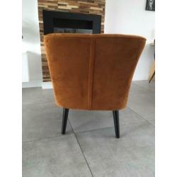 Mooie fluwelen/velvet Fauteuil cognac/goud kleur. Zie foto’s