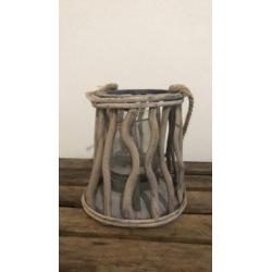 Kaarthouder glas met hout 20 cm H / 18 cm B