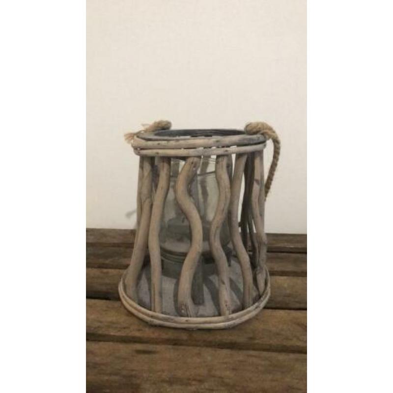 Kaarthouder glas met hout 20 cm H / 18 cm B